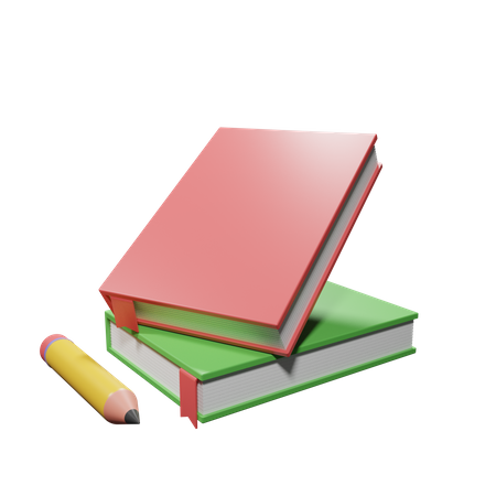 Livros e lápis  3D Illustration