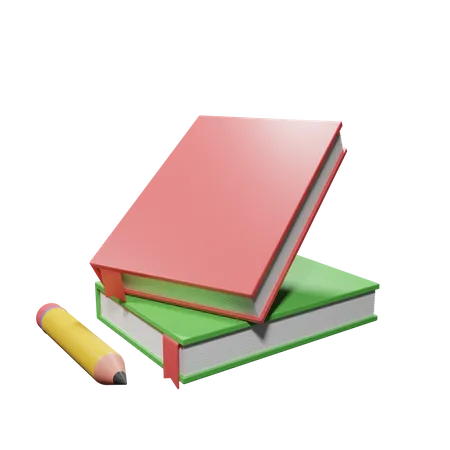 Livros e lápis  3D Illustration