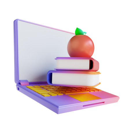 Livros e laptop  3D Illustration
