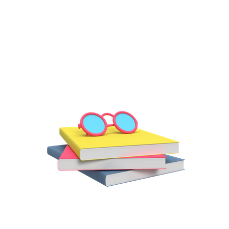 Livros e óculos  3D Illustration