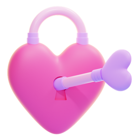 Llave con tapa en forma de corazón  3D Icon