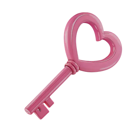 Llave en forma de corazón  3D Icon