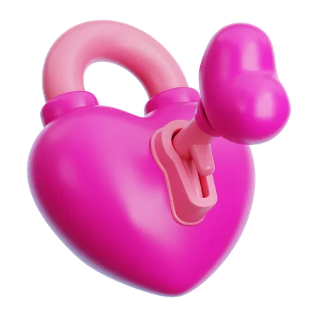 Llave de amor y cerradura  3D Icon