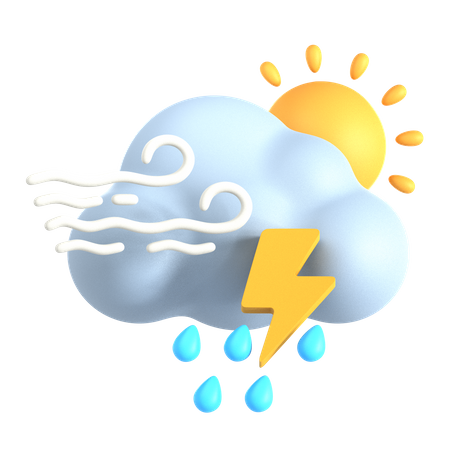 Tormenta lloviznante en el día  3D Icon
