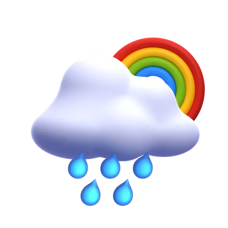 Lloviznando con arcoiris  3D Icon