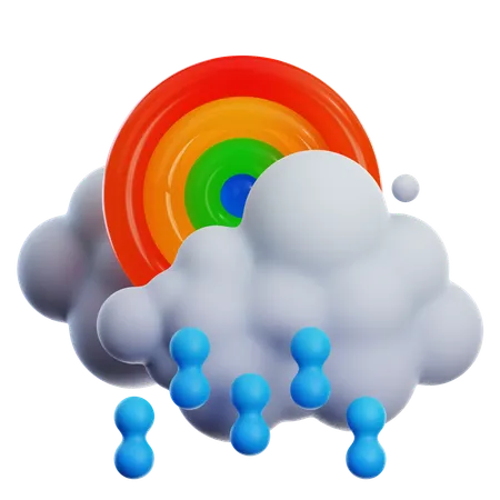 Lloviznando con arcoiris  3D Icon