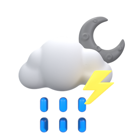 Lloviznando con truenos en la noche  3D Icon