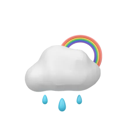 Lluvia con arcoiris  3D Icon