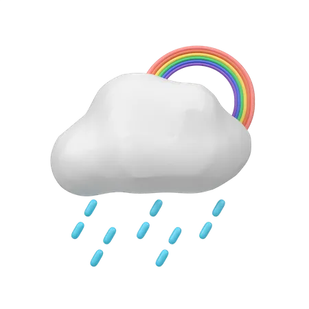 Lluvia con arcoiris  3D Icon