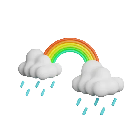 Fuertes lluvias con arcoiris  3D Icon