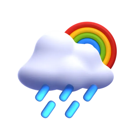 Fuertes lluvias con arcoiris  3D Icon