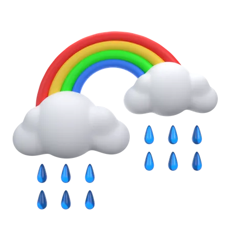 Fuertes lluvias con arcoiris  3D Icon