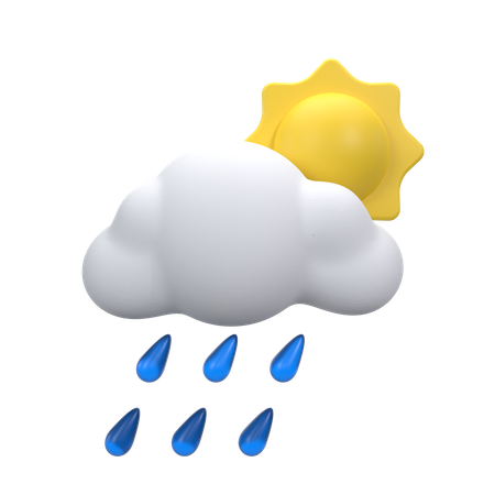 Fuertes lluvias en el día  3D Icon