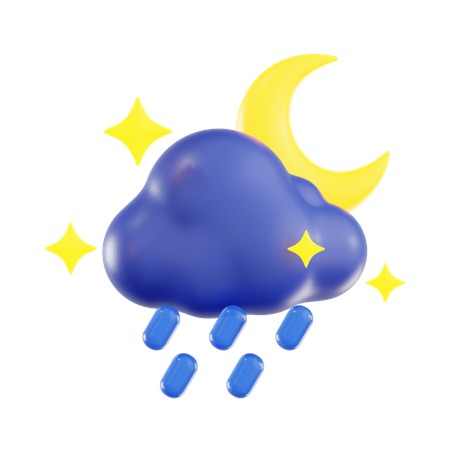 Fuertes lluvias por la noche  3D Icon