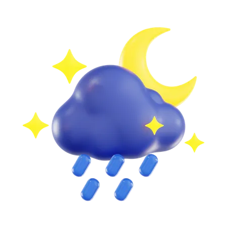 Fuertes lluvias por la noche  3D Icon