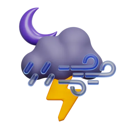 Fuertes lluvias por la noche  3D Icon