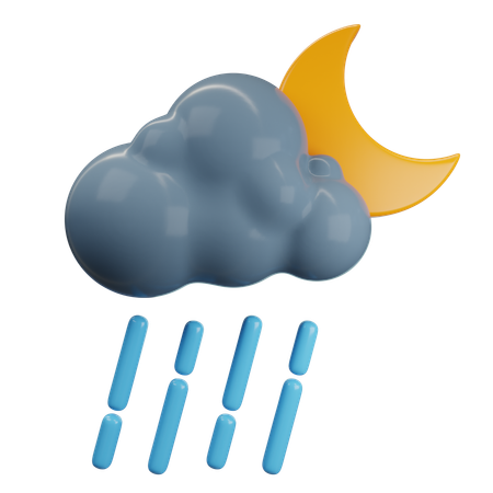 Fuertes lluvias por la noche  3D Icon