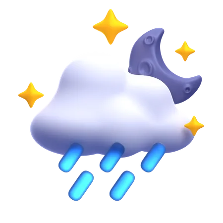 Fuertes lluvias por la noche  3D Icon