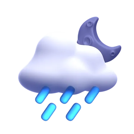 Fuertes lluvias por la noche  3D Icon