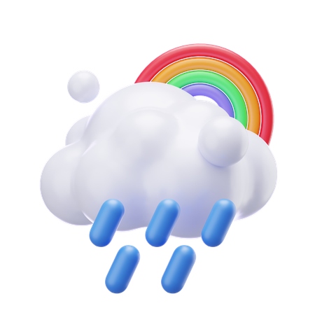 Fuertes lluvias con arcoiris  3D Icon