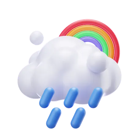 Fuertes lluvias con arcoiris  3D Icon