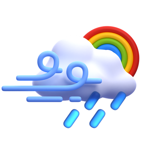 Lluvia ventosa con arcoiris  3D Icon