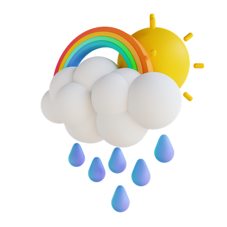 Lluvia y arcoiris  3D Illustration