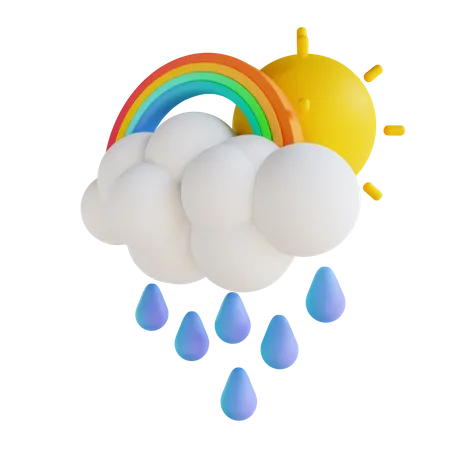 Lluvia y arcoiris  3D Illustration