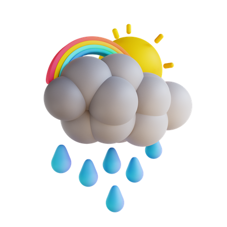 Lluvia y arcoiris  3D Illustration