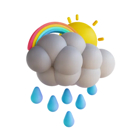 Lluvia y arcoiris  3D Illustration