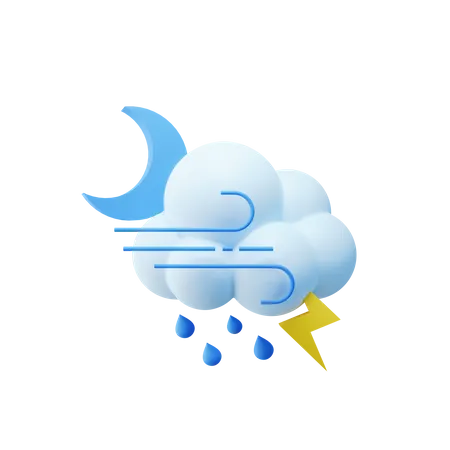 Lluvia y tormenta  3D Icon