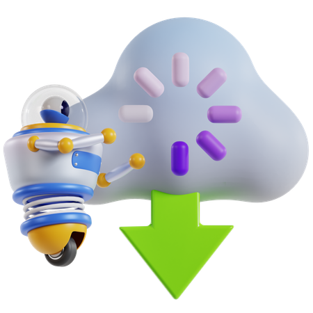 Loading Cloud Download Icon  3D Icon