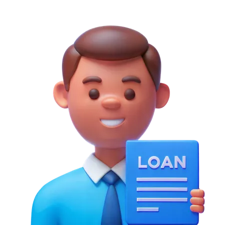 Loan Officer with Application Form  3D Icon