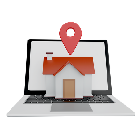 Localização de casa on-line  3D Icon