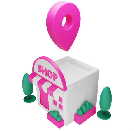 Localização da loja no mercado  3D Icon