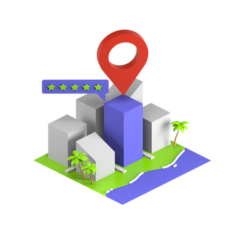 Localização do edifício 5 estrelas  3D Icon