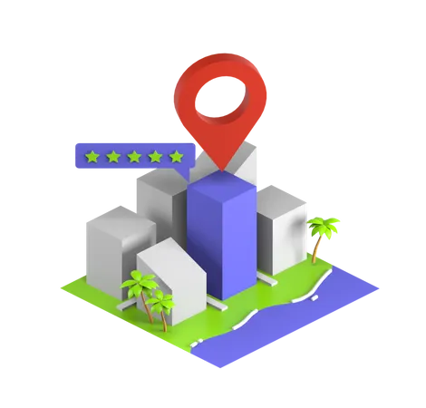 Localização do edifício 5 estrelas  3D Icon