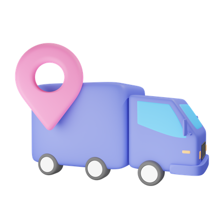 Localização do caminhão de entrega  3D Illustration