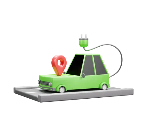 Localização de carro elétrico  3D Icon