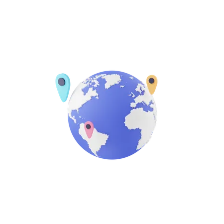 Localização do globo  3D Icon