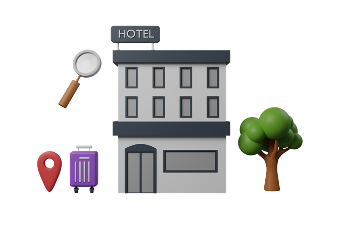 Localização do hotel  3D Illustration