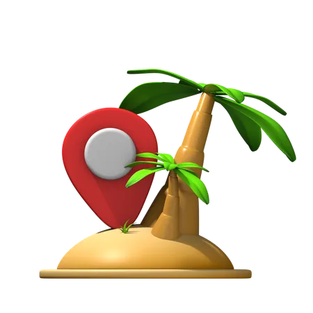 Localização na praia  3D Icon