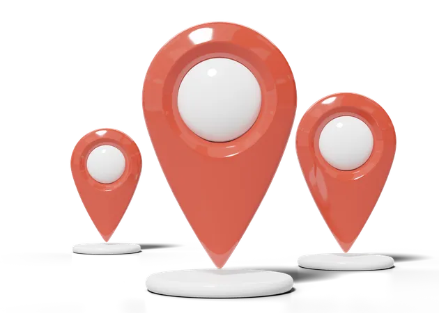 3 D Red Location Map Pin With White Bubble Icon 3 Plastic Realistic GPS Navigator Checking Points On Transparent Mark For Destination Cartoon 3 D Icon Minimal Style 3 D Render Illustration 3D Icon