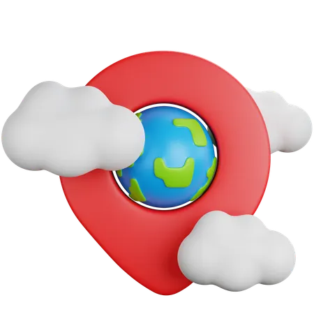 Location pin on cloud 3D Icon