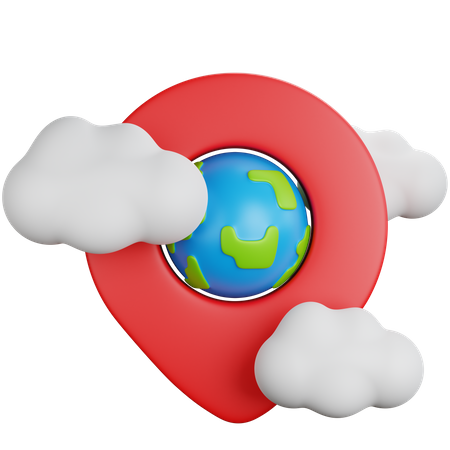 Location pin on cloud  3D Icon