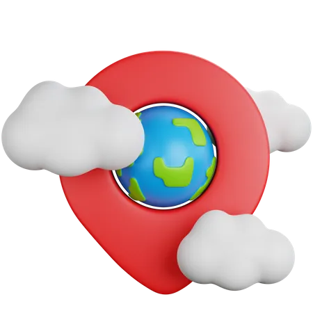 Location pin on cloud  3D Icon