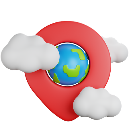 Location pin on cloud 3D Icon