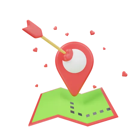 Location Pin With Arrow On Map  3D Icon