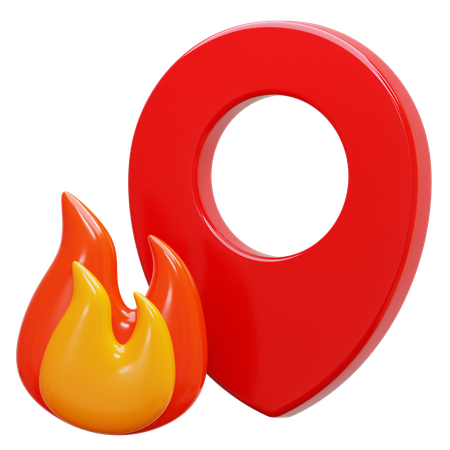 불이 있는 위치 핀  3D Icon