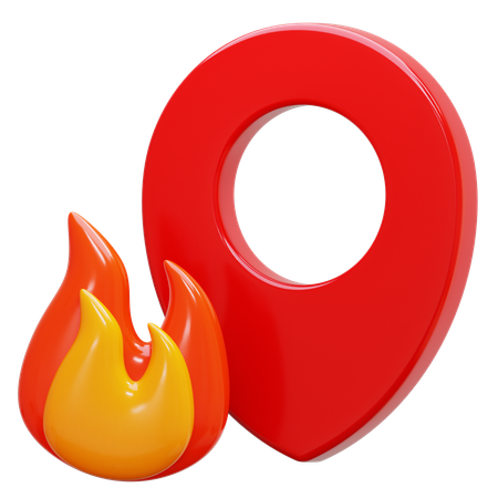 Location Pin With Fire  3D Icon